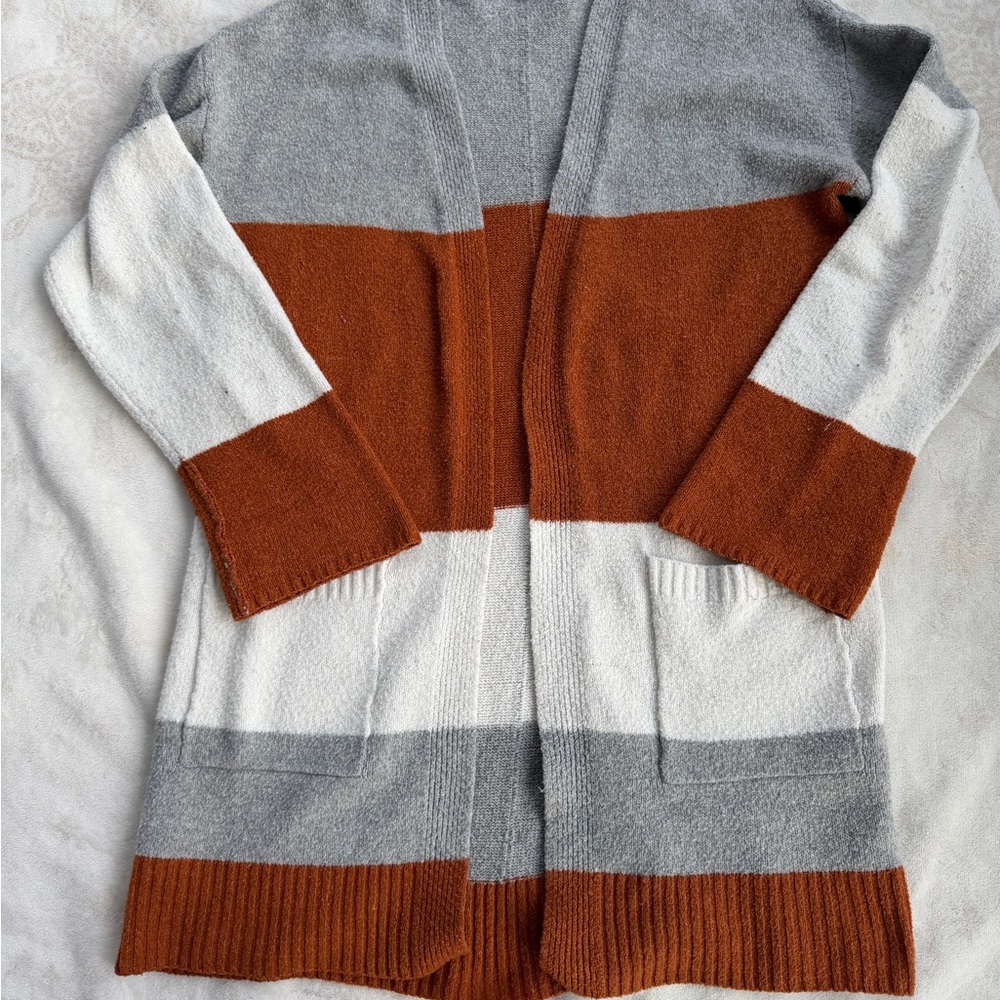 Olive & Oak Gray and Brown Striped Cardigan